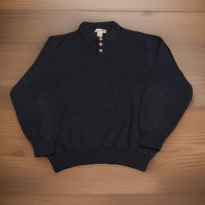 I Levrieri Italy 100% Merino Wool Polo Sweater Mens‎ XL Navy Blue Heavy Knit